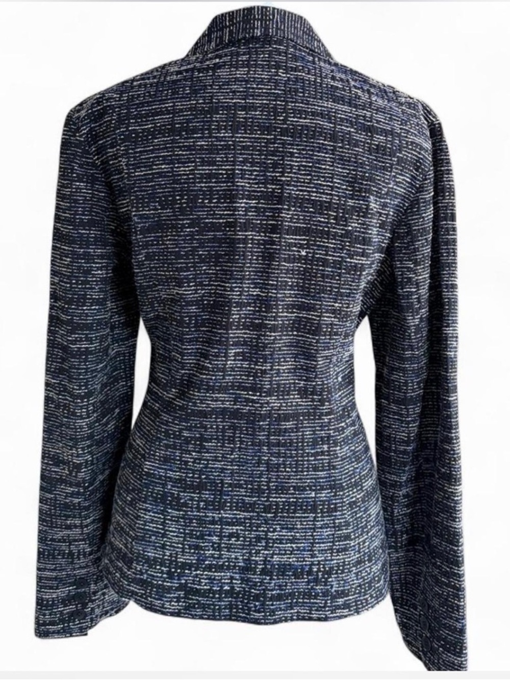 CAbi Black and White Tweed Zip-Front Blazer Size 8 - Picture 3 of 8